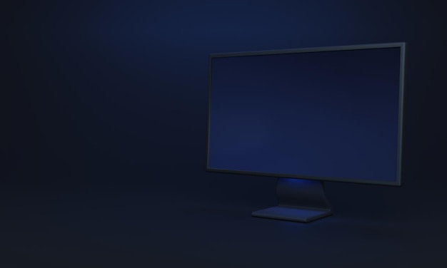 Computer screen mockup angle view on a dark background 3D illustration