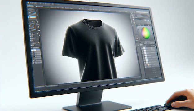 Photo a computer screen showing a black shirt with a picture of a shirt on it