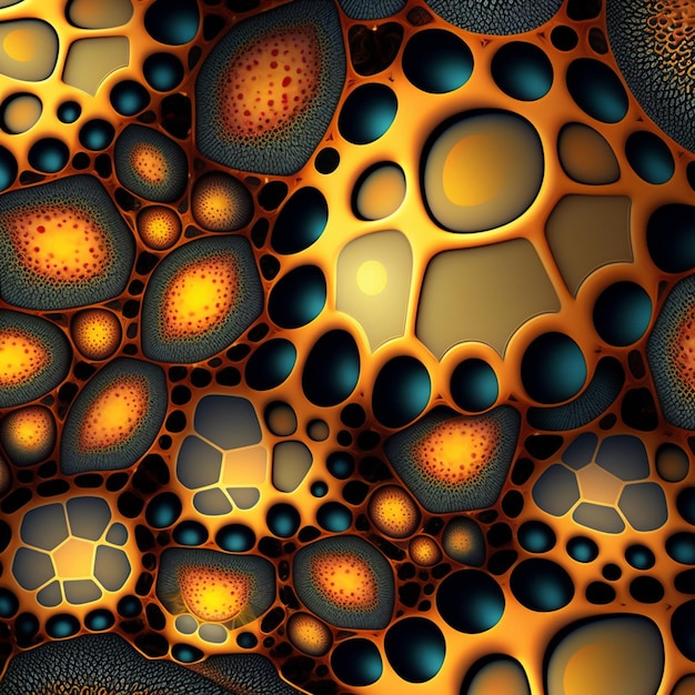 A computer screen shows a colorful pattern of circles and dots.