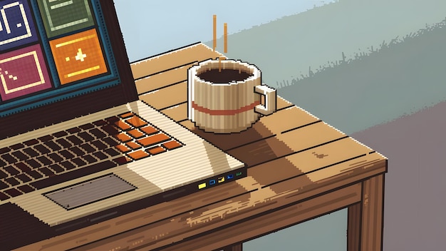 a computer screen shows a cup of coffee and a cup of coffee