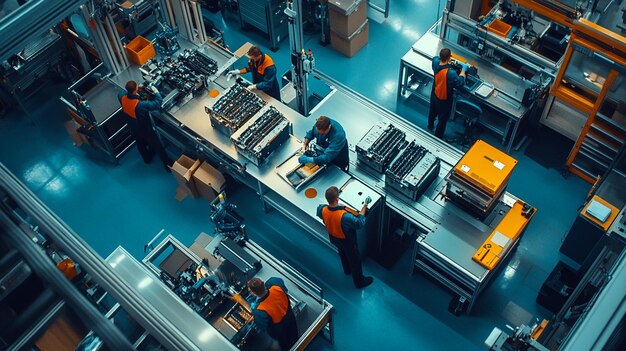 Photo a computer screen shows a man working in a factory with a yellow object in the middle