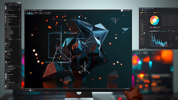 a computer screen with an abstract design on it