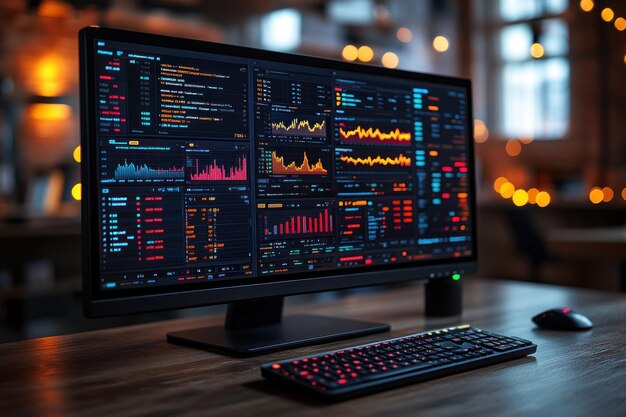 Computer Screen with Data and Charts