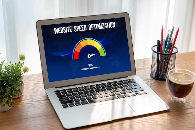 Photo computer software evaluating website loading speed snugly