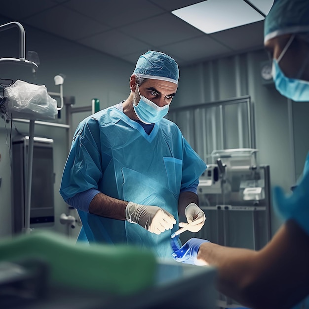 A concentrated surgeon preparing for his next operation in the washroom