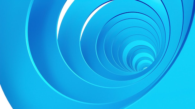 Concentric circle 3d Abstract Blue chaotically twisted tubes geometry 3d illustration