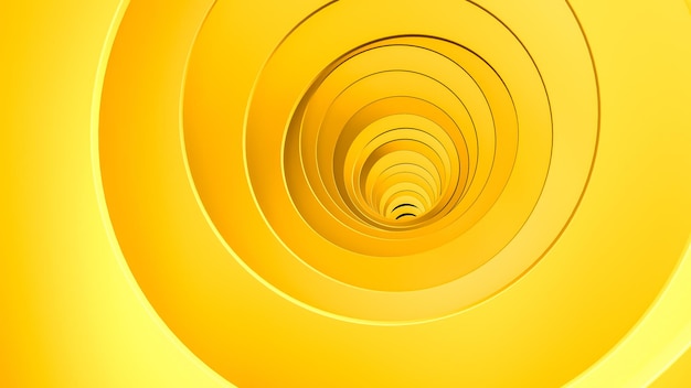 Concentric circle 3d Abstract Yellow circles chaotically twisted tubes geometry 3d illustration