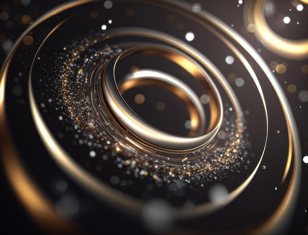 Concentric golden rings shapes Abstract geometric background created with Generative AI technology