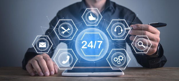 Concept of 247 hours online service