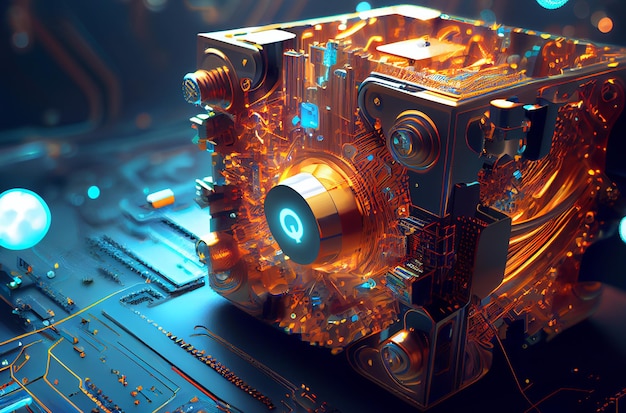 Concept of an abstract quantum computer 3d illustration Generating Ai