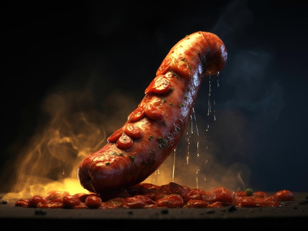 Concept of appetizer hot dogs and sausages