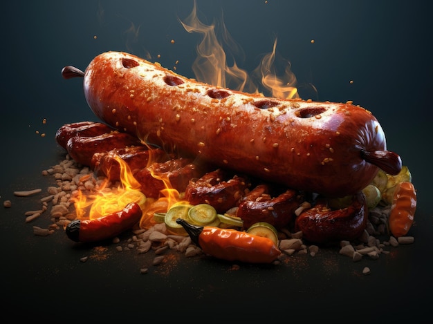 Concept of appetizer hot dogs and sausages