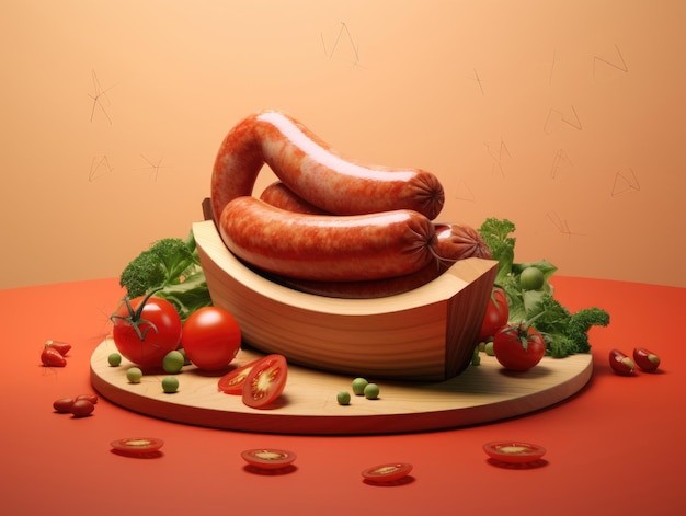 Concept of appetizer hot dogs and sausages