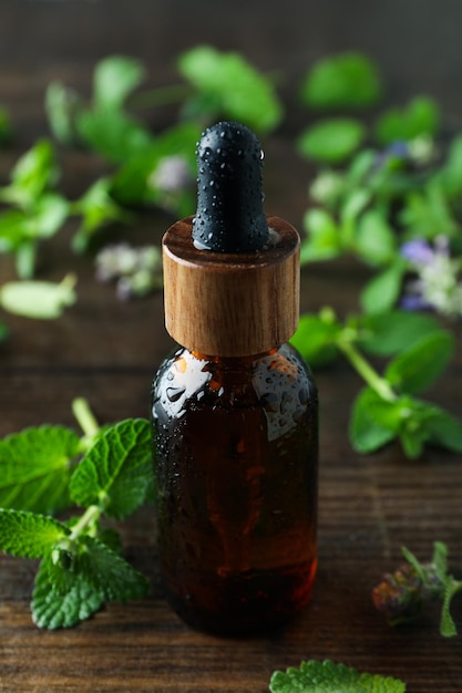 Concept of aromatherapy with mint close up