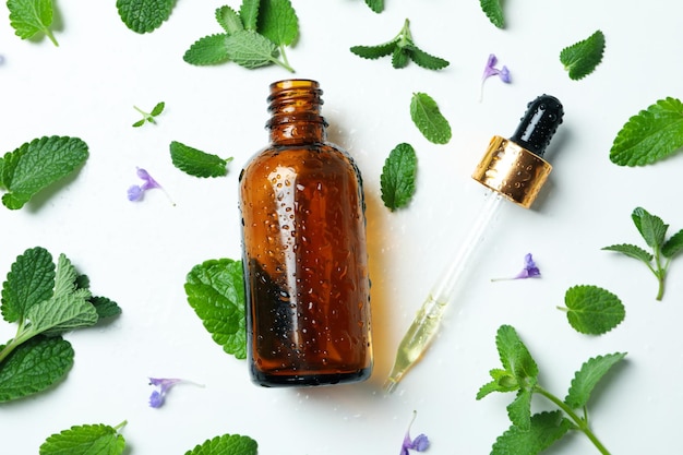 Concept of aromatherapy with mint close up