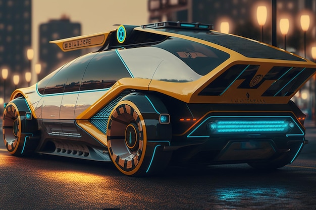 Concept art of a futuristic luxury taxi of the future on autopilot