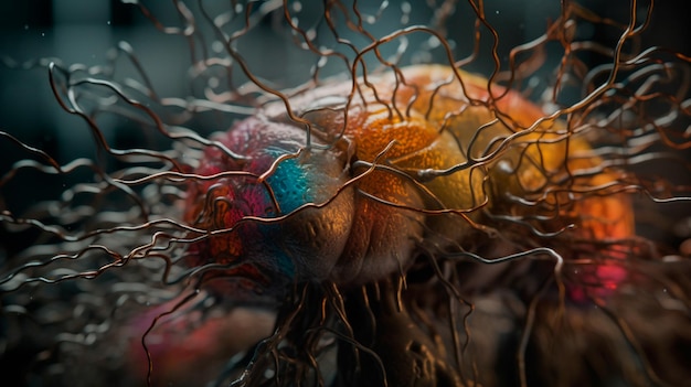 Concept art of a human brain exploding with knowledge and creativity Generative AI