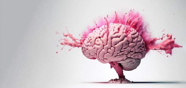 Concept art of a human brain exploding with knowledge and creativity generative ai