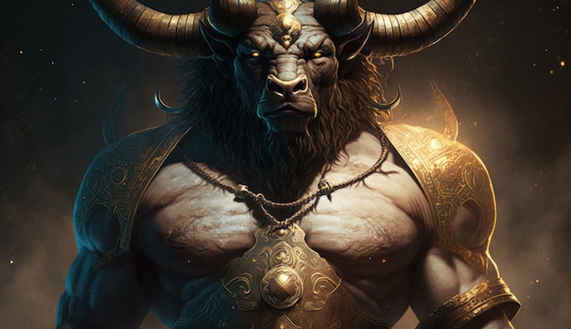 Concept art illustration of Minotaur from greek mythology