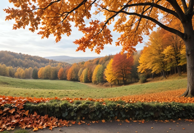 Photo concept banner with copy space autumn landscape banner