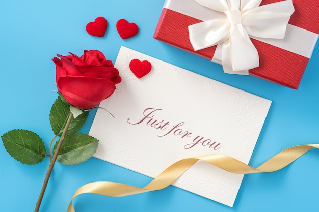 Concept of beautiful valentines day or anniversary present and greetings