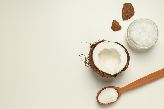 Concept of body care with coconut and coconut oil