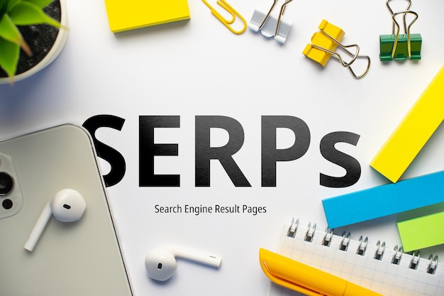 Concept business marketing acronym SERPs or Search Engine Result Pages