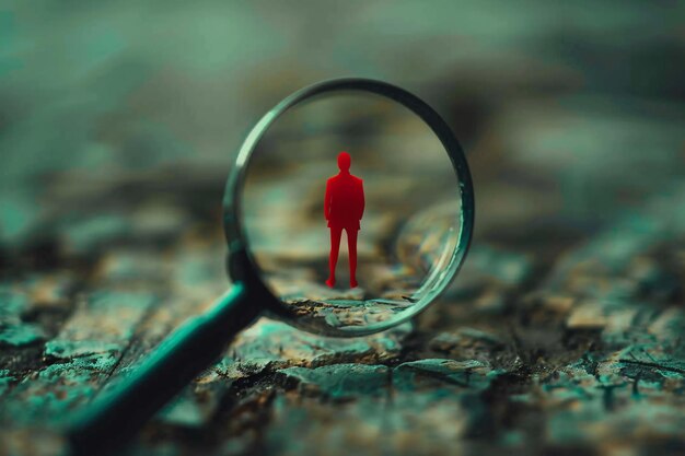 Photo concept of business recruitment or talent acquisition with magnifying glass