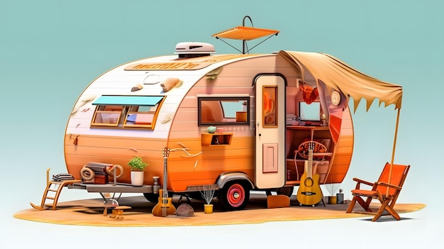 Concept of camper van and camping life Generative AI