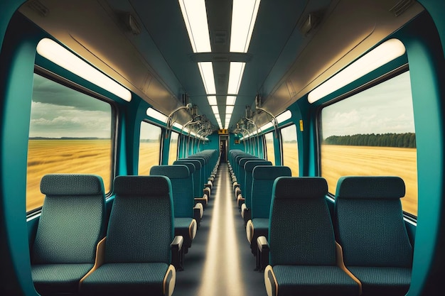 Concept car with dark turquoise seats design train interior