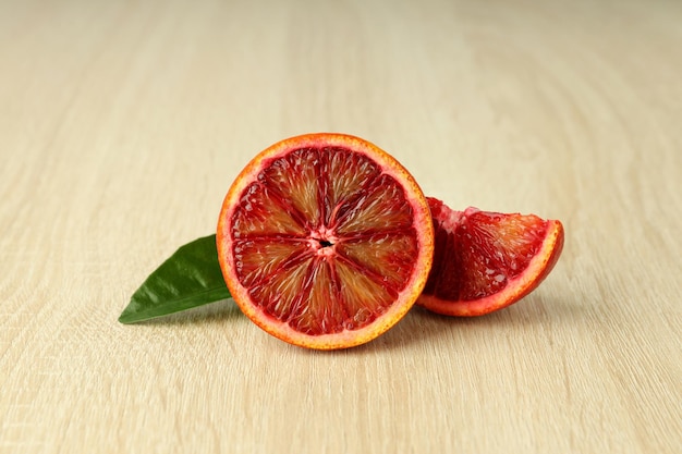 Concept of citrus with red orange close up