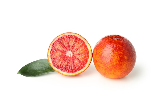 Concept of citrus with red orange isolated on white background