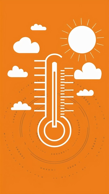 Concept for climate change heat wave or global warming orange sky with clouds bright sun and the