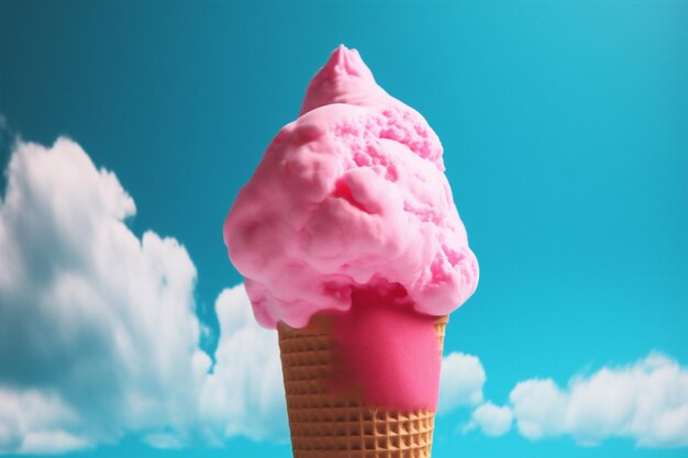 Concept cloud summer cream pink ice art blue dessert ice cream Generative AI