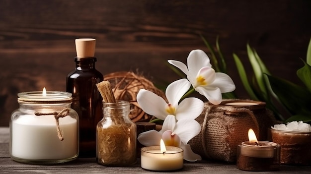 Concept of coconut oil Stunning spa composition