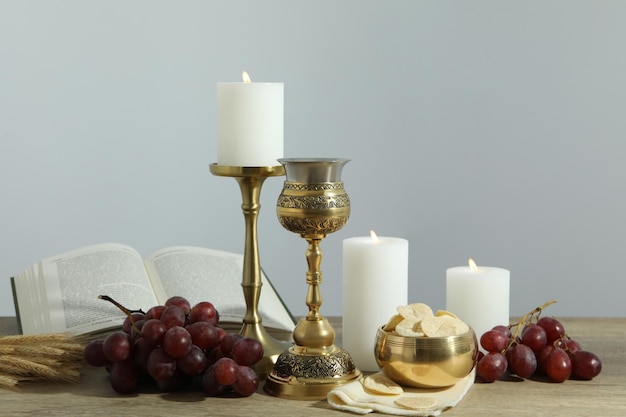 Concept or composition of Eucharist with different accessories