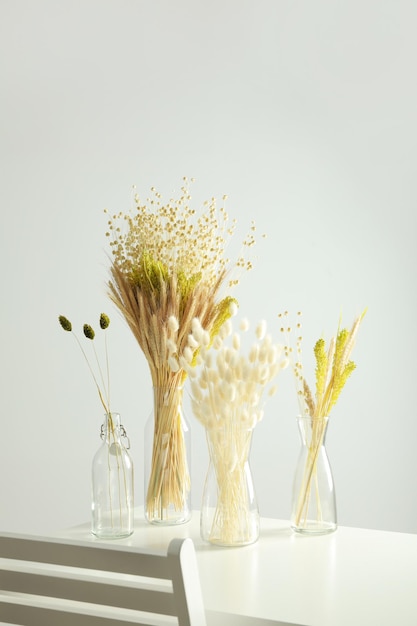 Concept or composition of Hygge with dried flowers