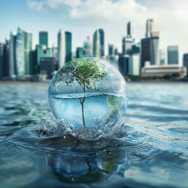 Concept of conserving water and protecting the environment for global sustainability