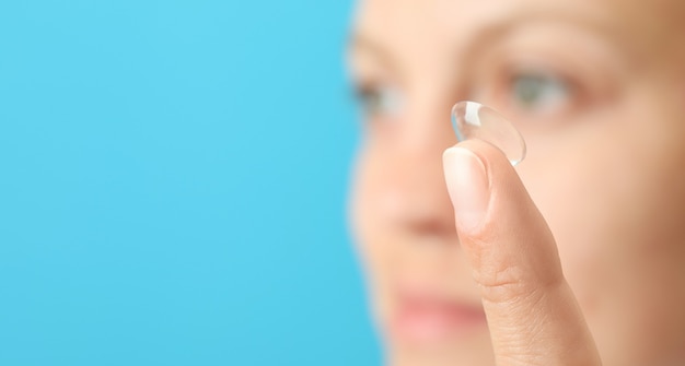 Concept of contact lenses for eyes, health care