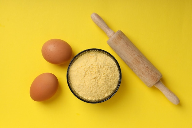 Concept of cooking cake or pie top view