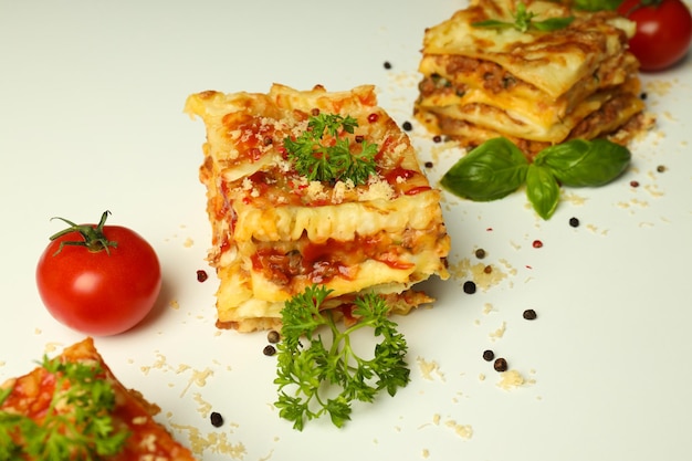 Concept of delicious food Lasagna close up