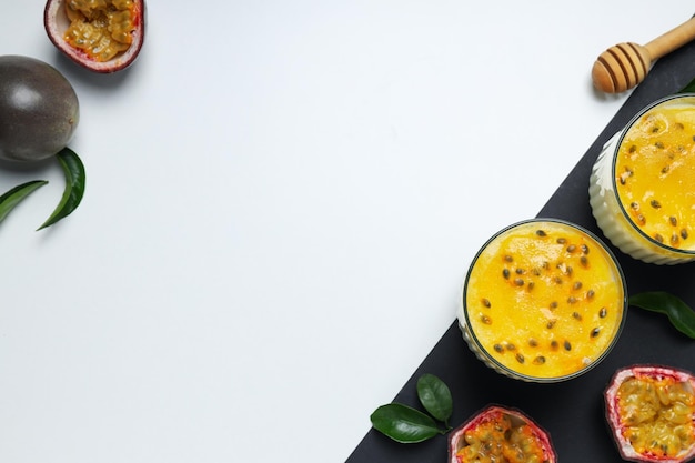 Concept of delicious food Passion fruit mousse