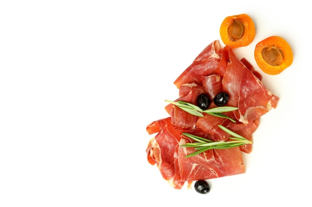 Concept of delicious food with jamon space for text