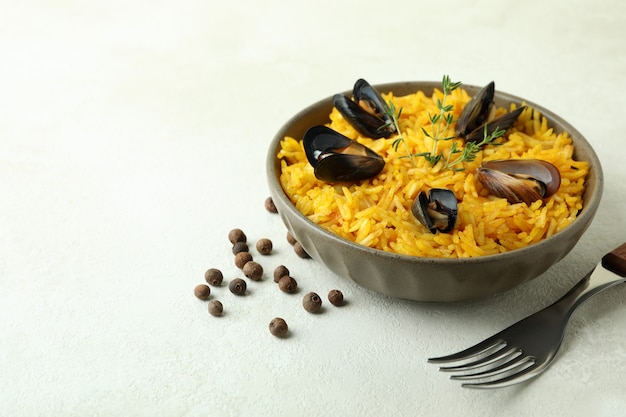 Concept of delicious food with Spanish Paella