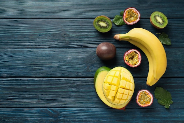 Concept of delicious and fresh exotic fruits