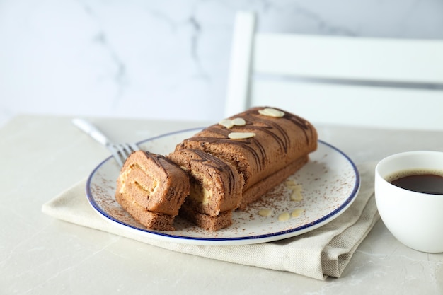 Concept of delicious sweet food cake roll