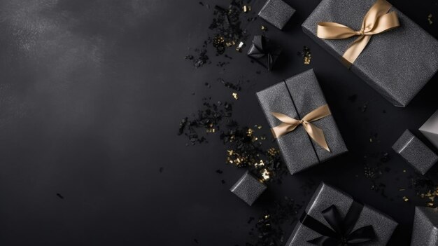 Concept Design of gift box and black tape for Black Friday sale banner