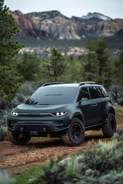 Photo concept design of offroad car with rugged body and offroad tires