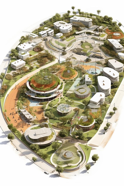 The concept diagram revolved around a harmonious city that embodies selfreliance and sustainability