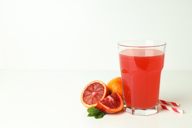 Concept of drink red orange juice space for text